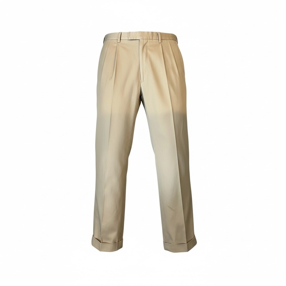 Brooks Brothers Advantage Chino Thompson Pleated Khaki Pants W37 L32 Cotton